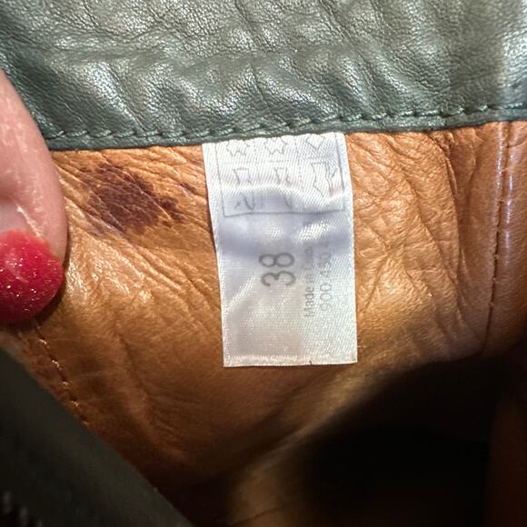 Sergio Tomani Green Leather Eclectic Ankle Boots Size 38/ US 7.5 - Picture 8 of 11